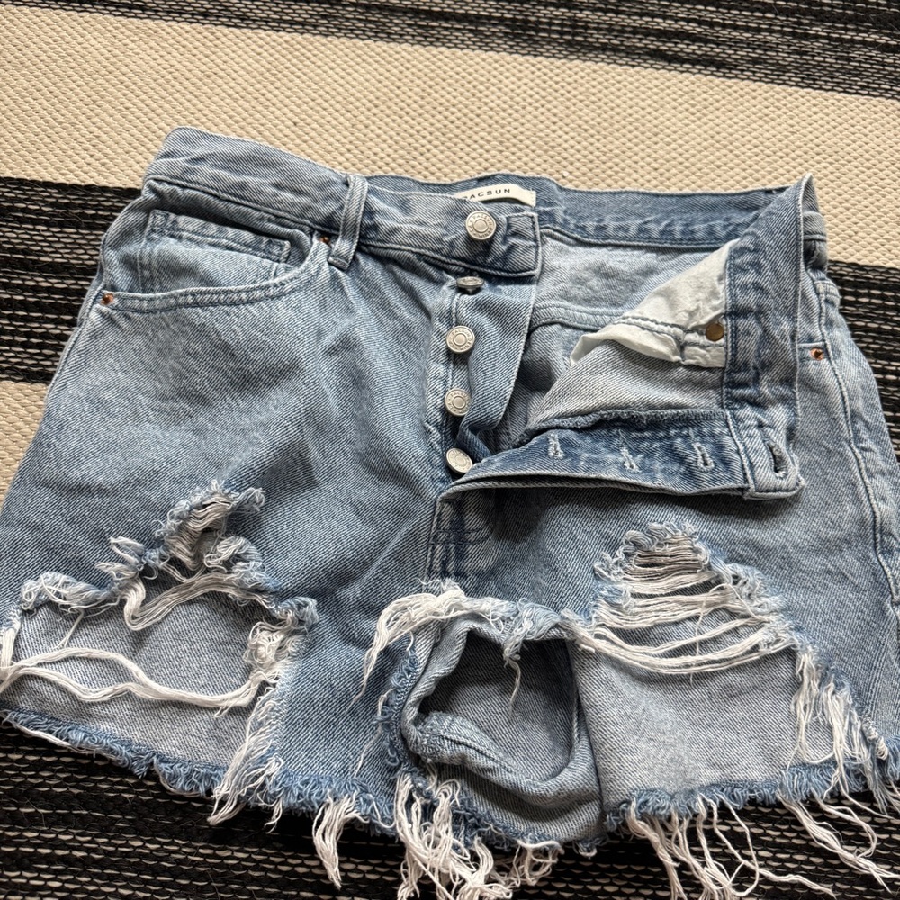 Pacsun Short Women's Light Blue‎ Distress Vintage High Rise Jean Short Size 29
